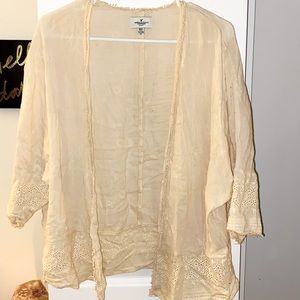 Cream AE Cardigan Lace Detail
